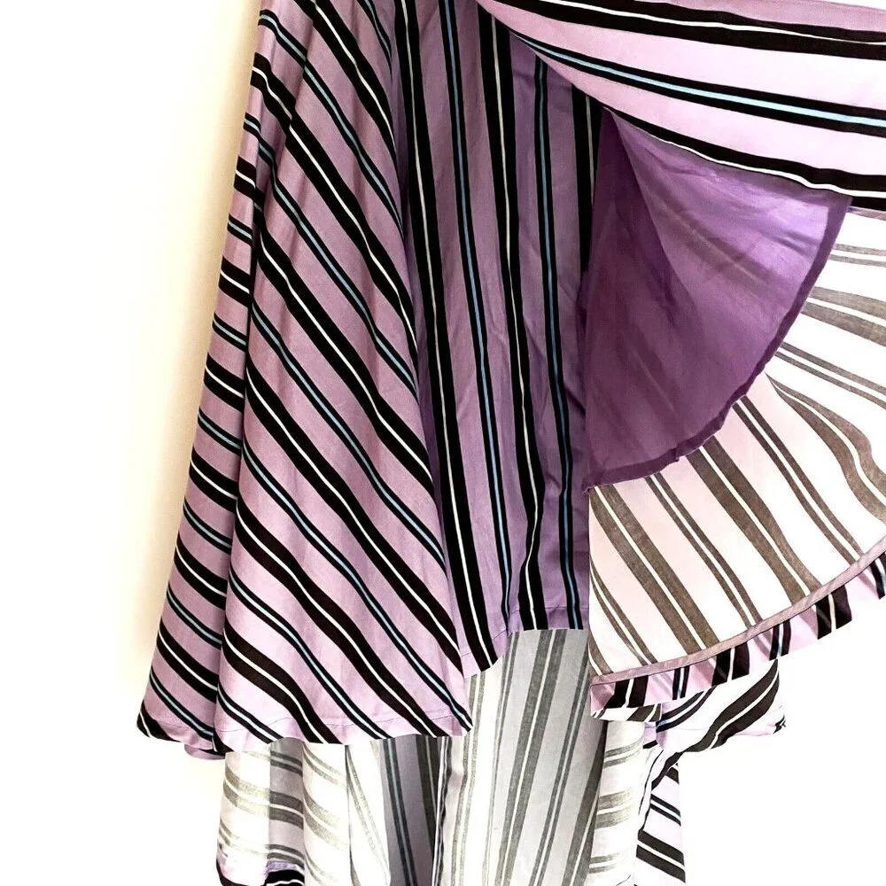G.V.G.V Lavender Purple Striped high Low Rexcell Skirt 36 Made in Japan - Picture 3 of 8